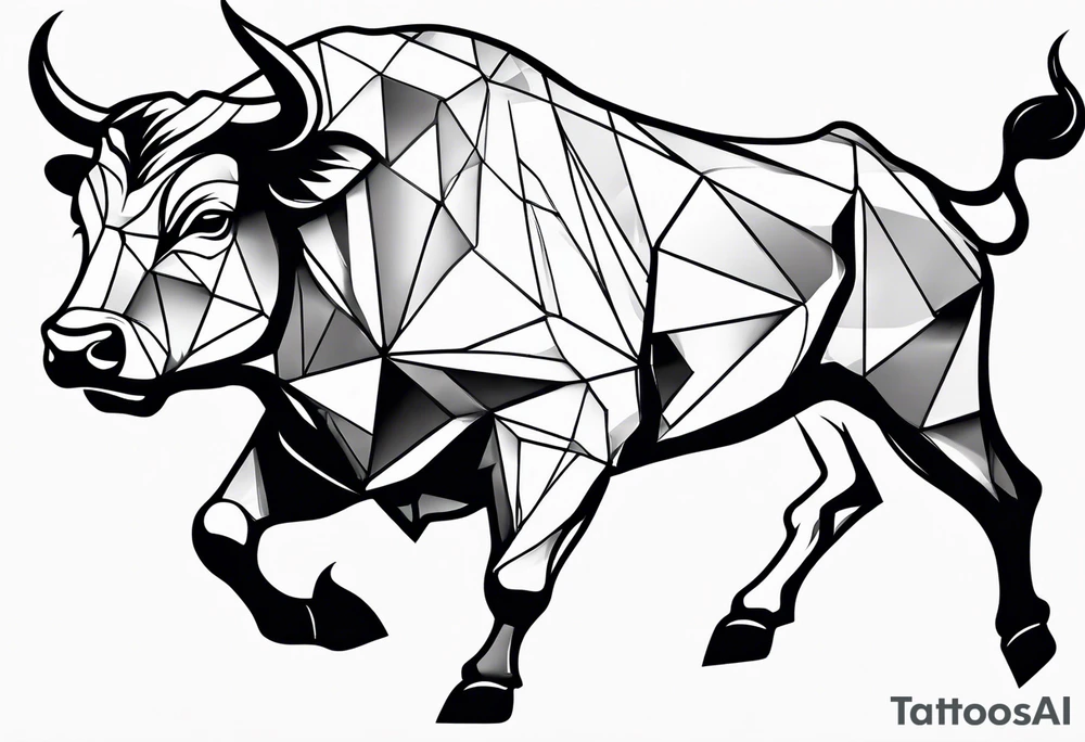 Aggressive bull running tattoo idea