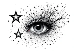 Small stars and tears background tattoo idea