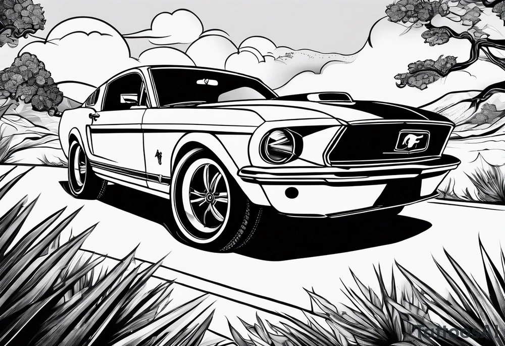 Ford Mustang wedding chapel tattoo idea