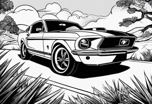 Ford Mustang wedding chapel tattoo idea