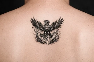 magnificent phoenix rising from golden flames with trailing embers tattoo idea
