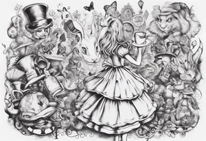 Alice in wonderland mural, "Alice, Don't Get Lost In Wonderland" tattoo idea