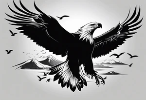 several eagles in flight silhouette symbolizing Isaiah 40:31 without other imagery, only the eagles. tattoo idea