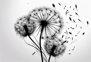 A whole dandelion being blown away tattoo idea