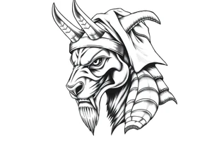 Anubis god powerful face muscle in Egypt style with mantle on head tattoo idea