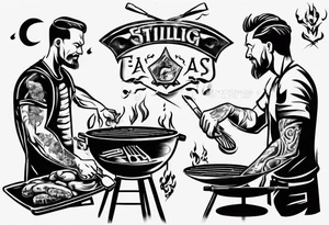 Father and son spending time grilling outside tattoo idea