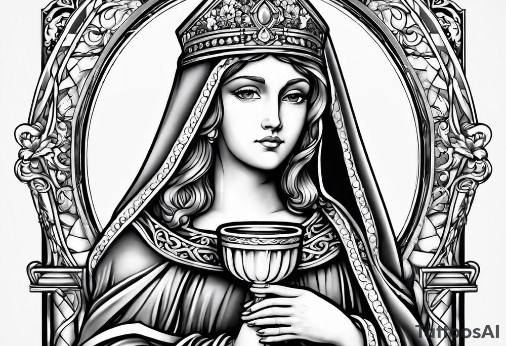 Saint Barbara holding a chalice tattoo idea
