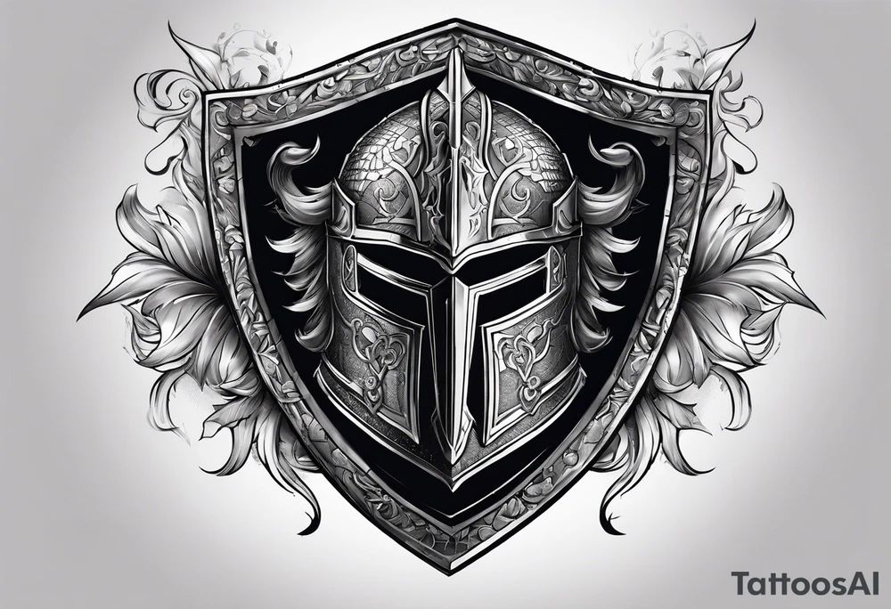 knight heavy armor and shield tattoo idea