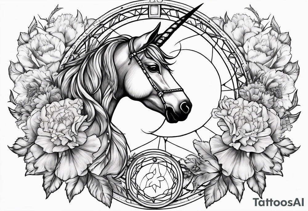 Capricorn dreamcatcher with carnations
And sun and moons tattoo idea