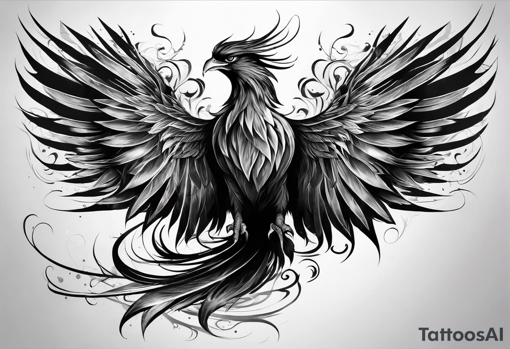 Evil Phoenix with classical smoke tattoo idea