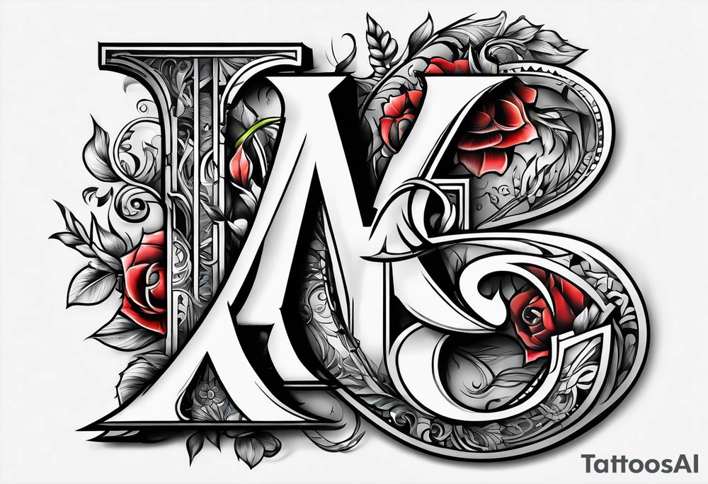 The letters AR together with the words always ready going down the side of the letters tattoo idea