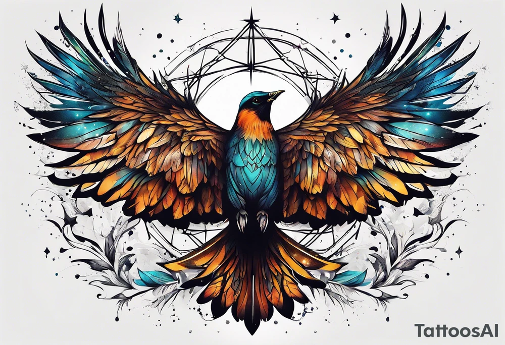 Constellation, bird wing , animal  snow , cross tattoo idea