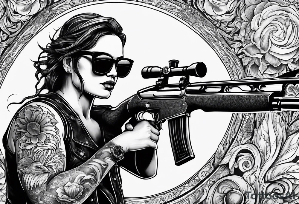 capricorn with sunglasses and shotgun tattoo idea