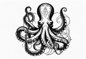 Octopus holding anchor in middle tattoo idea