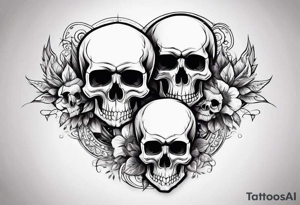 skulls and fire tattoo idea