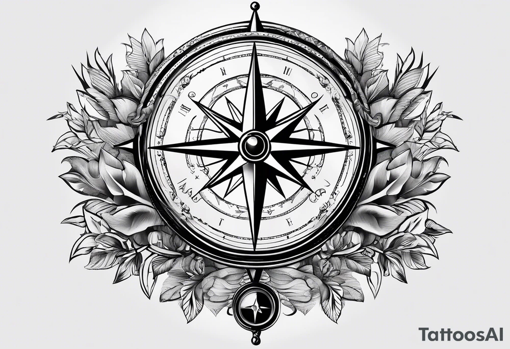 Globe with compass tattoo idea