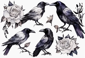 raven wearing a white corsage tattoo idea