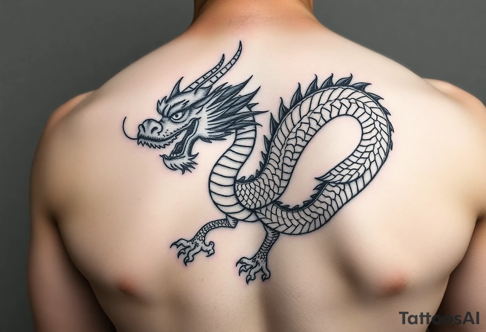 powerful dragon with Chinese style themed on details tattoo idea