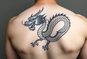 powerful dragon with Chinese style themed on details tattoo idea