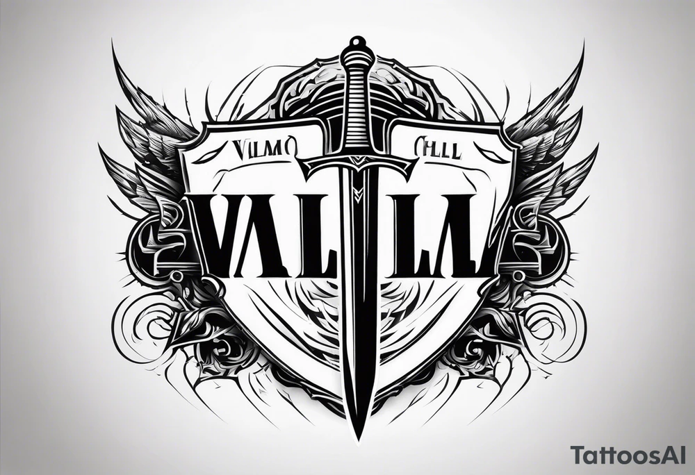 Valhalla sword shield lightning tattoo idea
