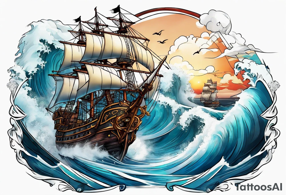 Ship pirate tattoo idea