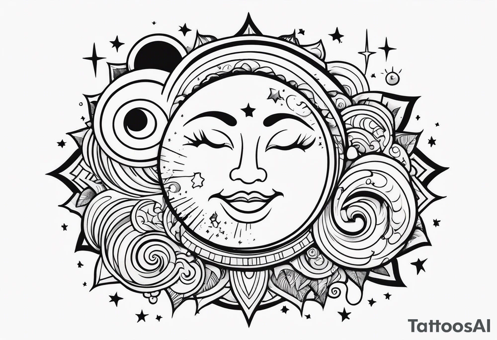 Moon and sun tattoo idea