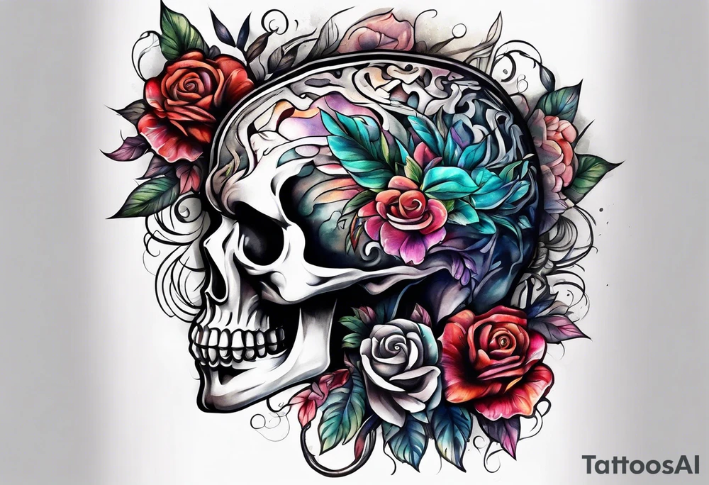 Brain, healthy, sick, mental health tattoo idea