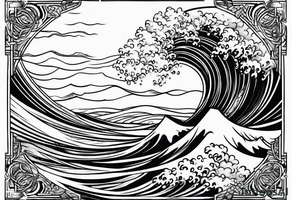 background wind or water with curved lines tattoo idea