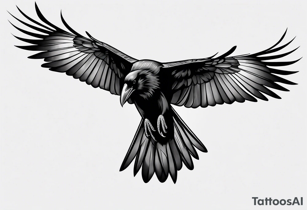 Crow in flight tattoo idea