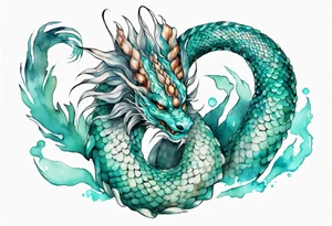 A beautiful Naga with turquois scales and teal hair. tattoo idea