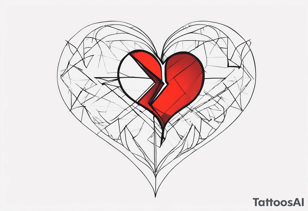 simple broken heart fine 
line tattoo idea