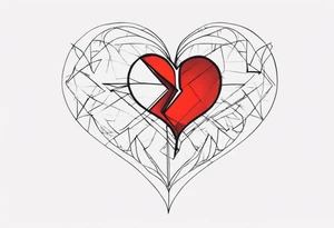 simple broken heart fine 
line tattoo idea