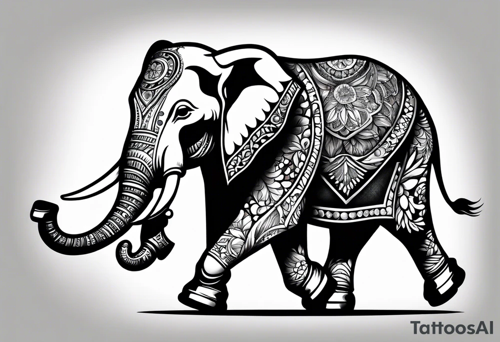 Elephant roller skating tattoo idea