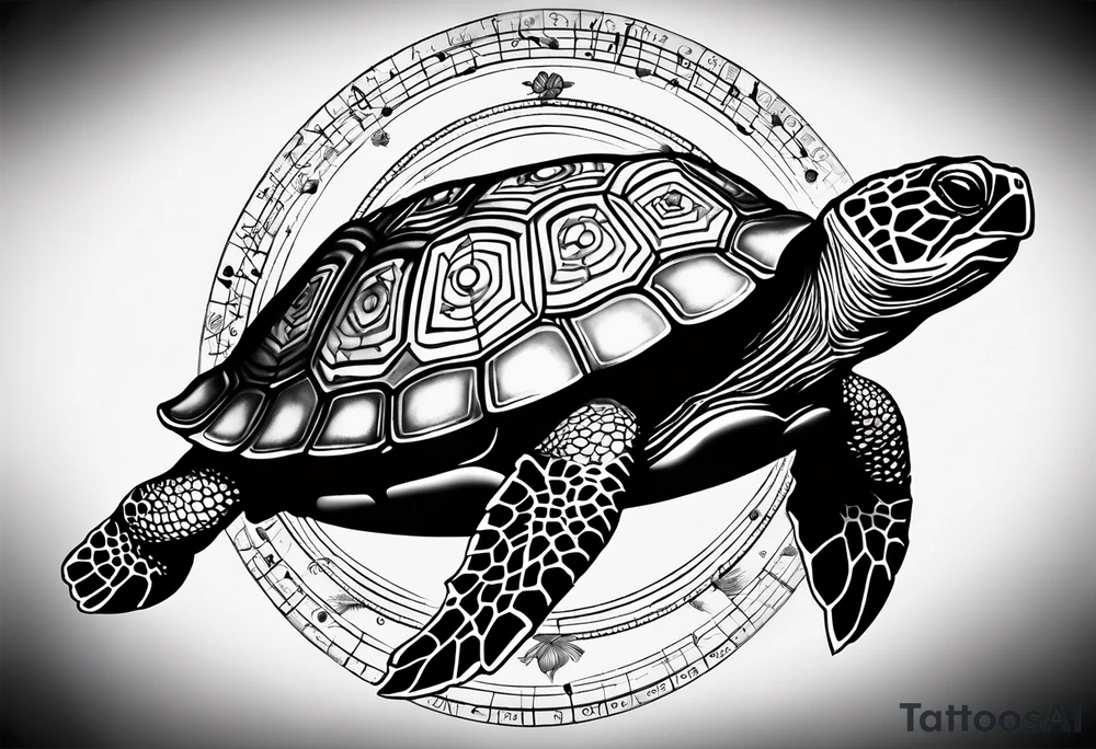 Turtle with the circle of fifths on its shell tattoo idea