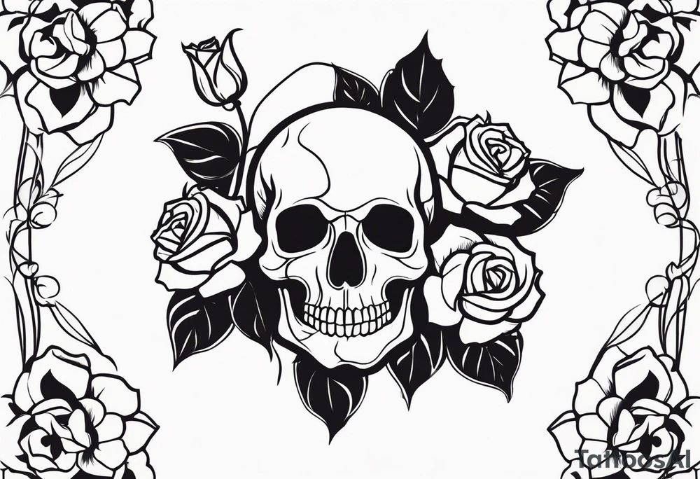 skull and roses tattoo idea