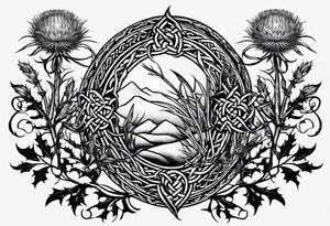 three thistles, Celtic knots, and the phrase "always remember there is nothing worth sharing like the love that let us share our names" tattoo idea