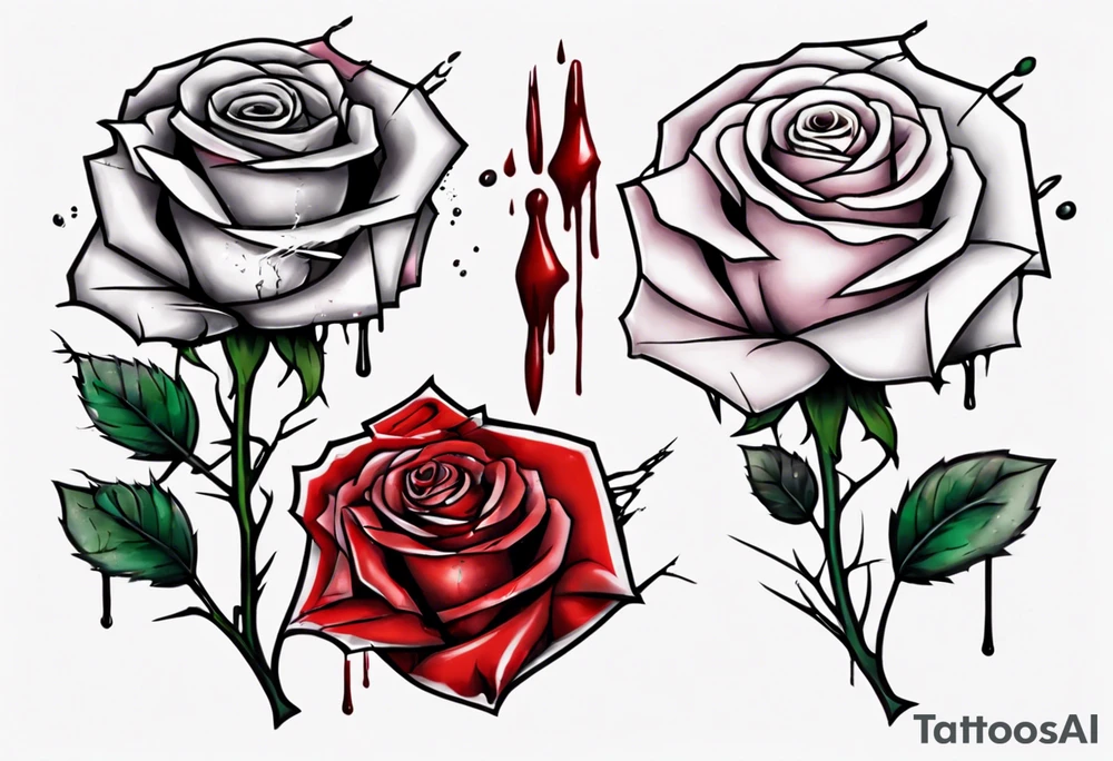 bleeding rose with a stem snapped in two tattoo idea