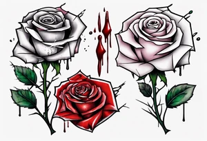 bleeding rose with a stem snapped in two tattoo idea