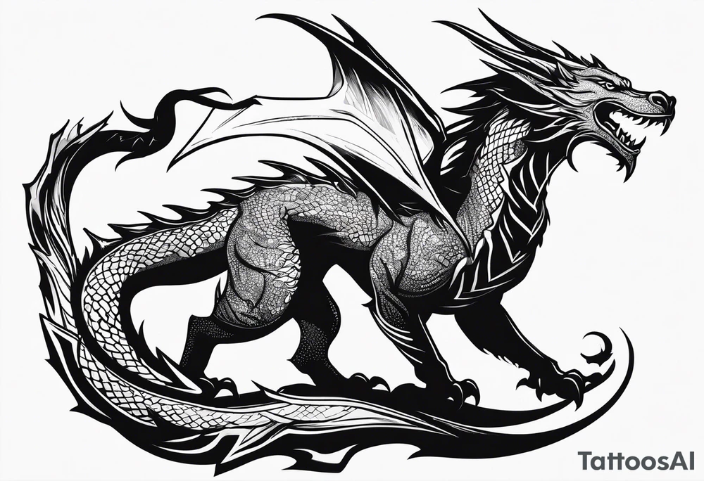 Silhouette wyvern tattoo idea