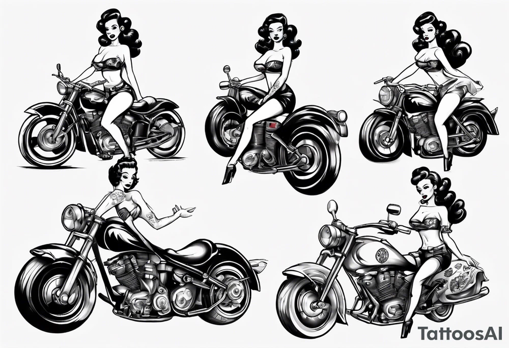 Pinup doll on motorcycle tattoo idea