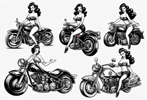 Pinup doll on motorcycle tattoo idea