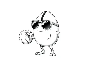 walking egg with broken sheel in sunglasses,
, holding a volleyball tattoo idea