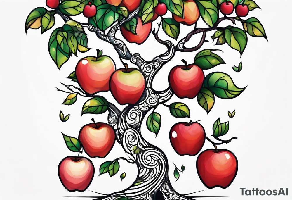 Mother/daughter tattoo around theme “apple doesn’t fall far from the tree” tattoo idea