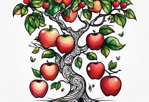 Mother/daughter tattoo around theme “apple doesn’t fall far from the tree” tattoo idea