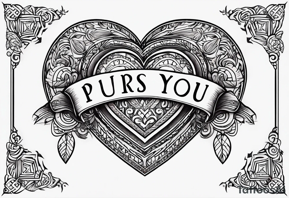 a traditional american tattoo of a heart, and the word "Purris" above the heart, and "I love you" under it tattoo idea