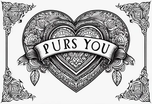 a traditional american tattoo of a heart, and the word "Purris" above the heart, and "I love you" under it tattoo idea