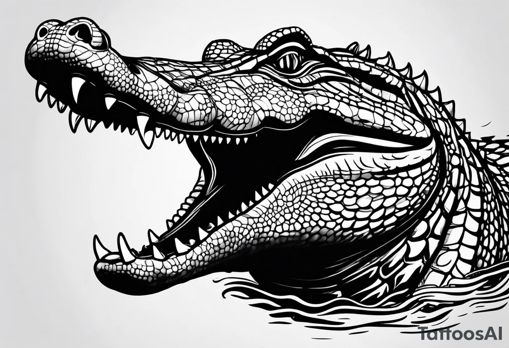 Alligator floating in the water with a shadow as viewed from above tattoo idea