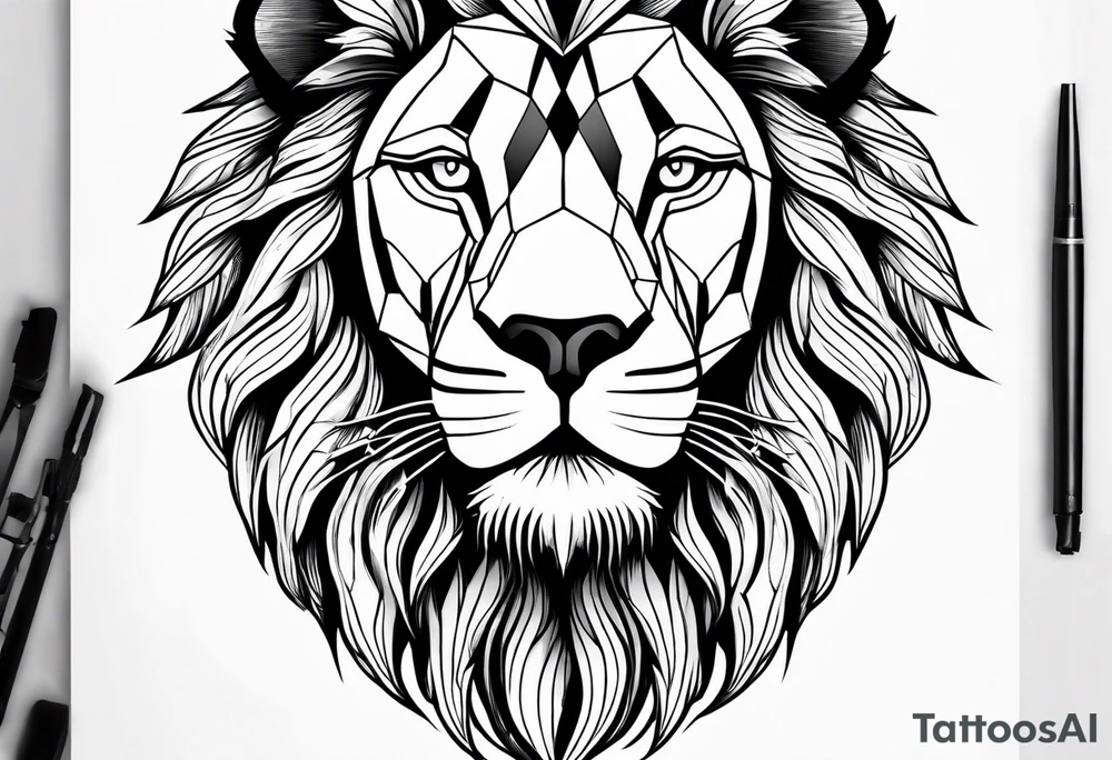powerful majestic lion, close-up tattoo idea