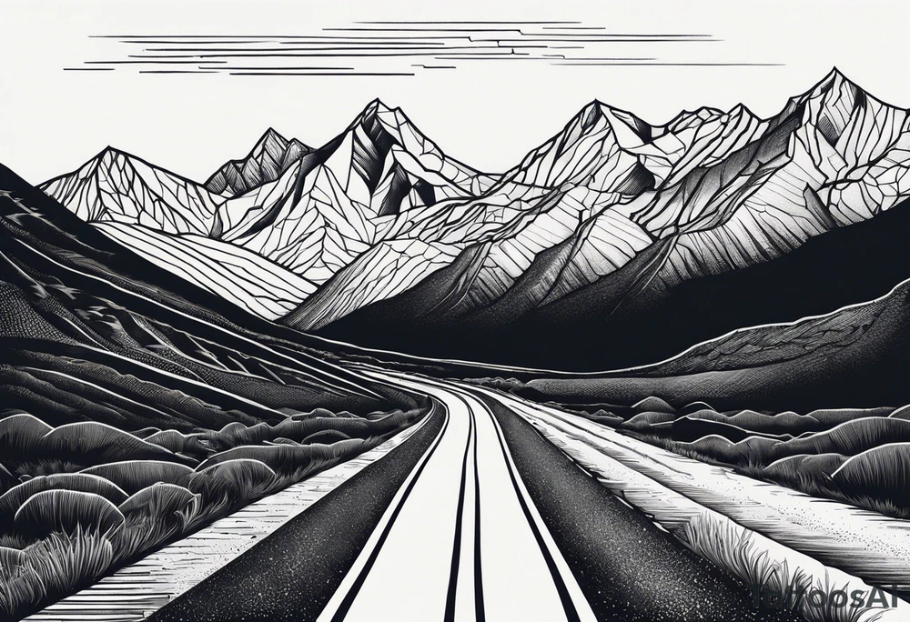 Long road to the mountains tattoo idea