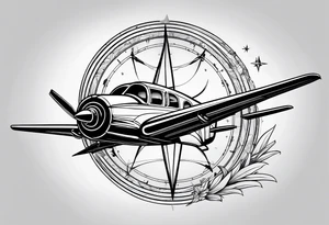 compass airplane tattoo idea